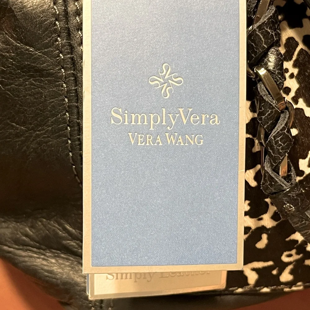 Simply Vera Vera Wang Black Luxe Leather Handbag NWT